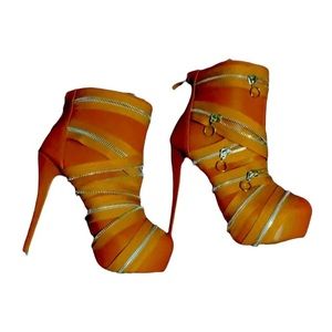 NEW Show Story Punk Zip Up Stiletto Ankle Bootie LF80845 Size 40 brown